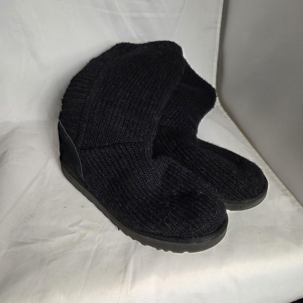 UGG Shoes Womens Size 10 Black Knit Sock Mid Calf Boots Lined Winter 1012287
